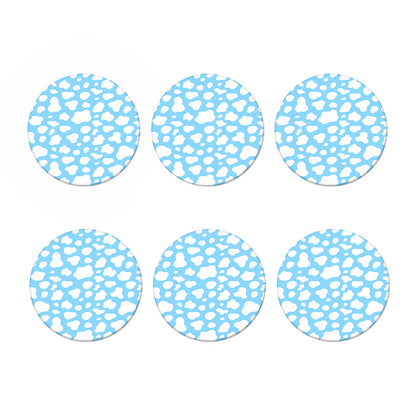 White And Blue Cow Print Coaster Set