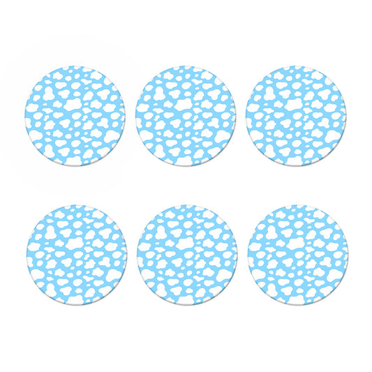 White And Blue Cow Print Coaster Set