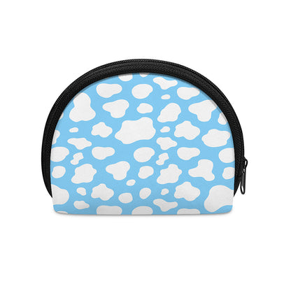 White And Blue Cow Print Coin Purse