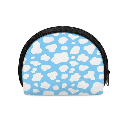 White And Blue Cow Print Coin Purse