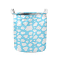 White And Blue Cow Print Collapsible Laundry Basket