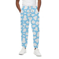White And Blue Cow Print Cotton Sweatpants