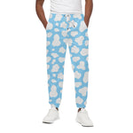 White And Blue Cow Print Cotton Pants