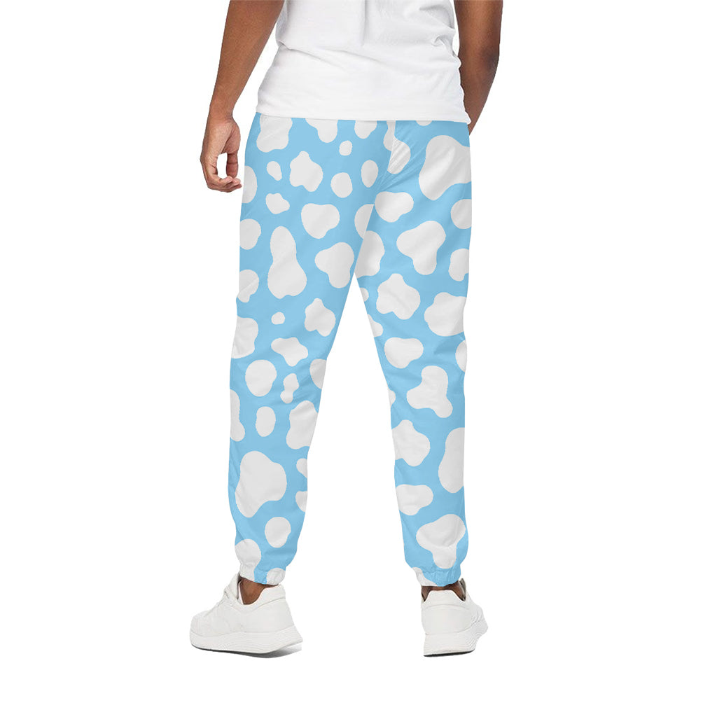 White And Blue Cow Print Cotton Pants