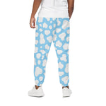 White And Blue Cow Print Cotton Pants