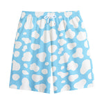 White And Blue Cow Print Cotton Shorts
