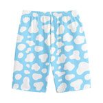White And Blue Cow Print Cotton Shorts