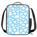 White And Blue Cow Print Crossbody Lunch Bag