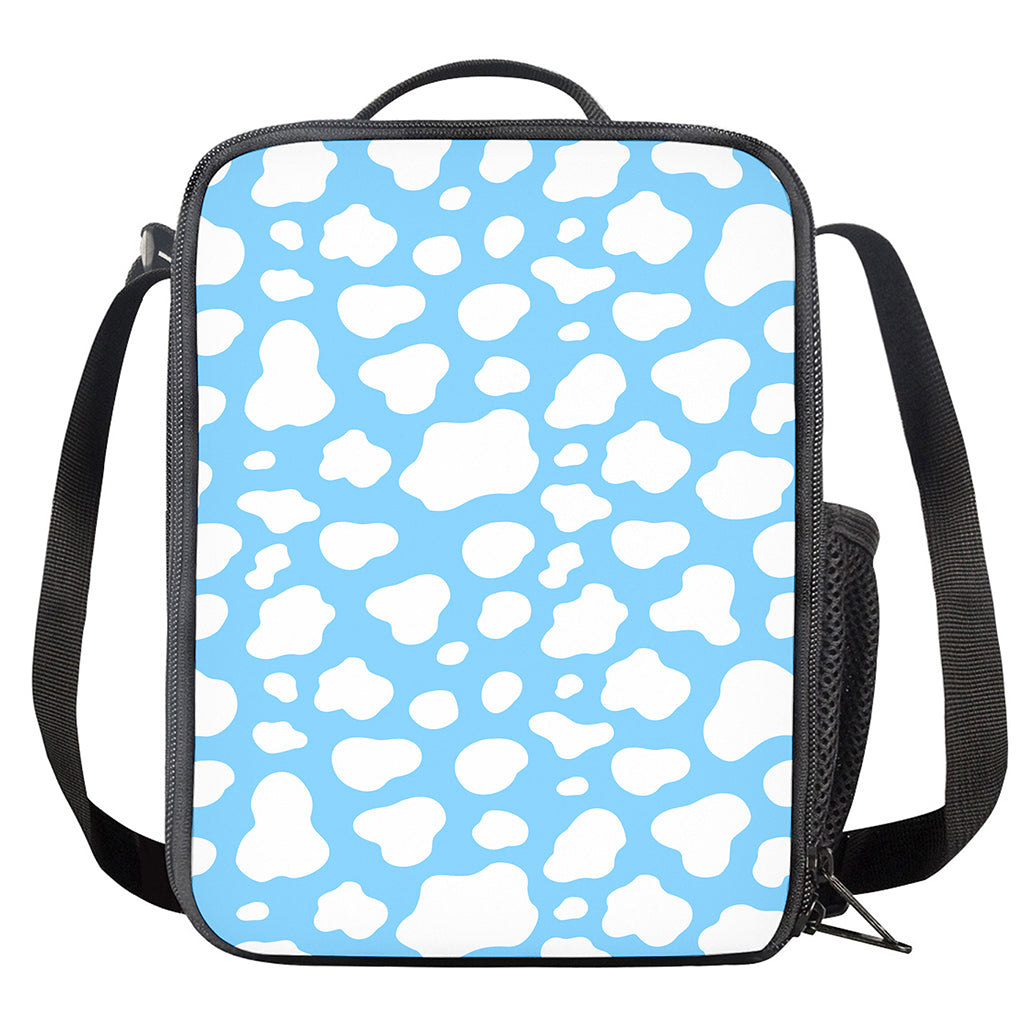 White And Blue Cow Print Crossbody Lunch Bag