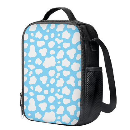 White And Blue Cow Print Crossbody Lunch Bag
