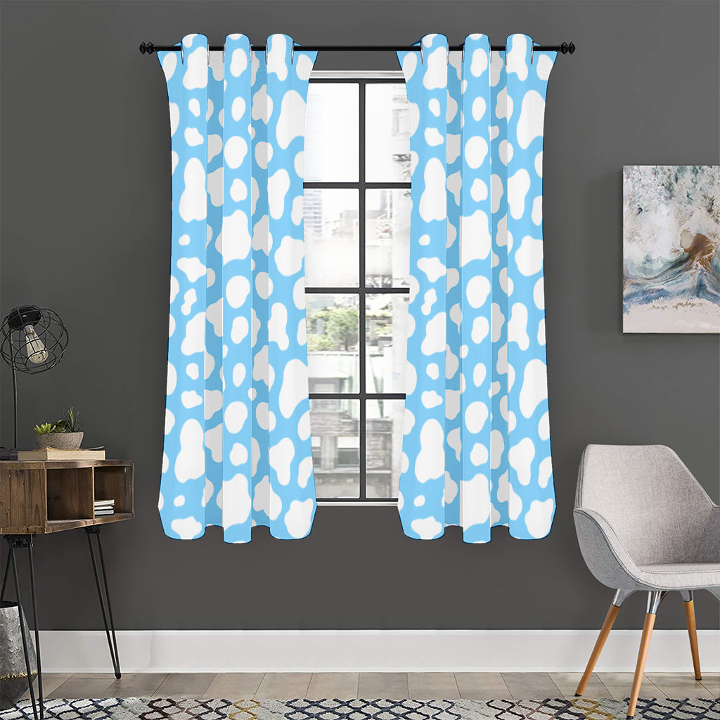White And Blue Cow Print Curtain