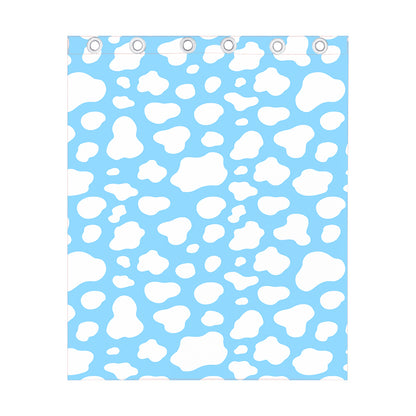 White And Blue Cow Print Curtain