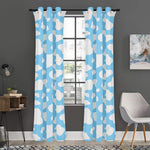 White And Blue Cow Print Curtain