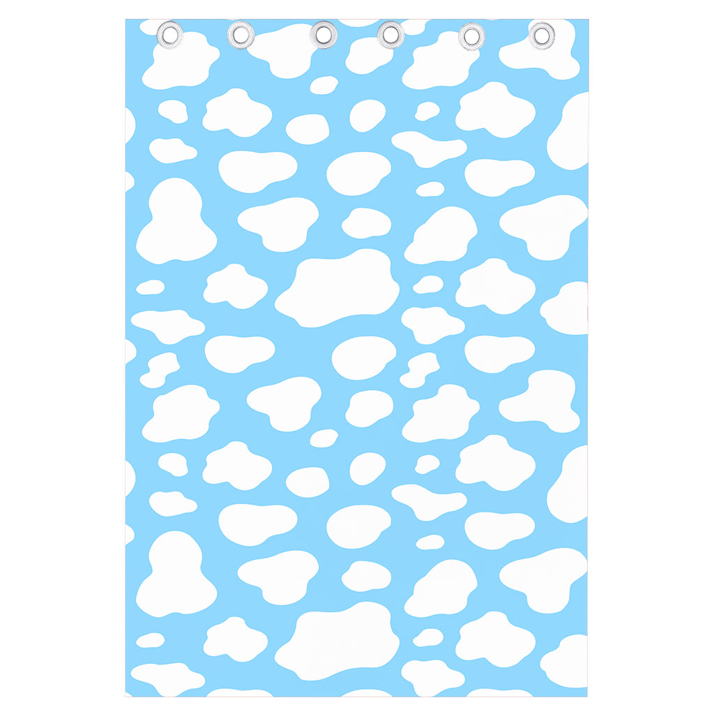 White And Blue Cow Print Curtain