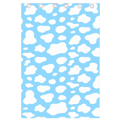White And Blue Cow Print Curtain