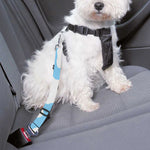 White And Blue Cow Print Dog Seat Belt