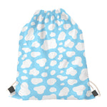 White And Blue Cow Print Drawstring Bag