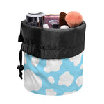 White And Blue Cow Print Drawstring Makeup Bag