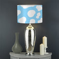 White And Blue Cow Print Drum Lamp Shade