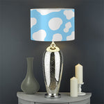 White And Blue Cow Print Drum Lamp Shade