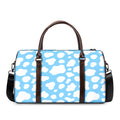 White And Blue Cow Print Duffel Bag