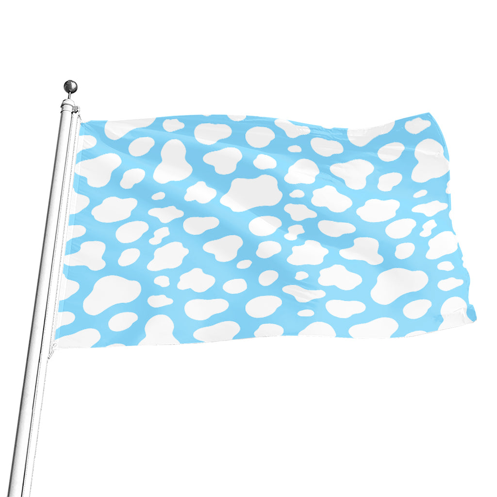 White And Blue Cow Print Flag