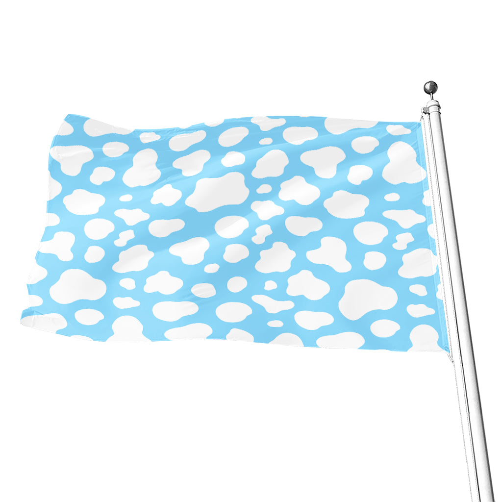 White And Blue Cow Print Flag