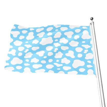 White And Blue Cow Print Flag