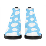 White And Blue Cow Print Flat Ankle Boots