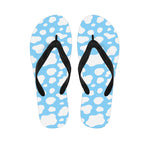White And Blue Cow Print Flip Flops