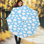 White And Blue Cow Print Foldable Umbrella