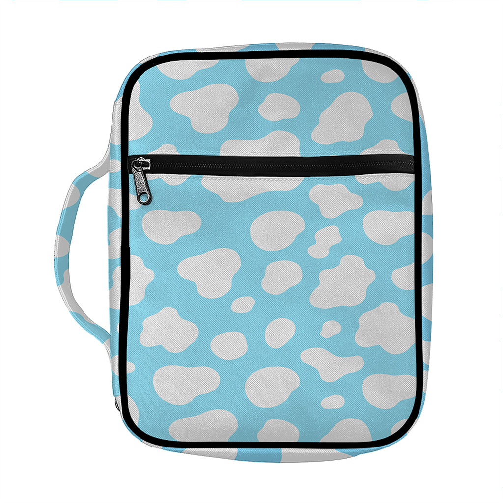 White And Blue Cow Print Front Pocket Bible Bag