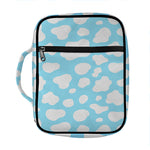 White And Blue Cow Print Front Pocket Bible Bag