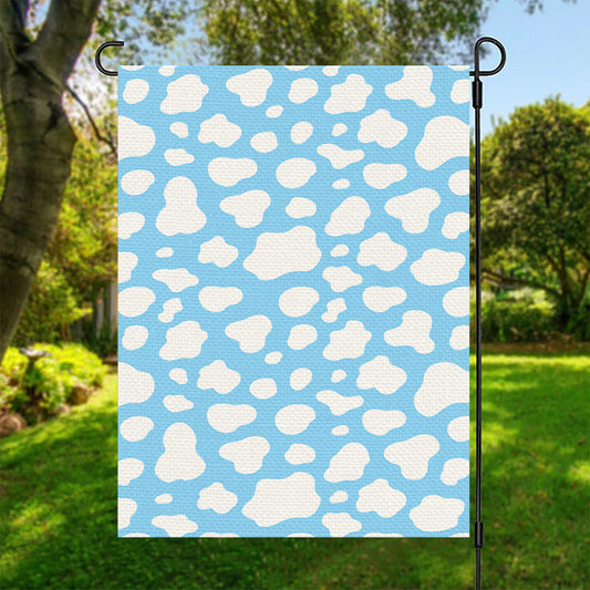 White And Blue Cow Print Garden Flag
