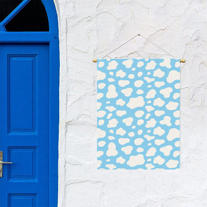 White And Blue Cow Print Garden Flag