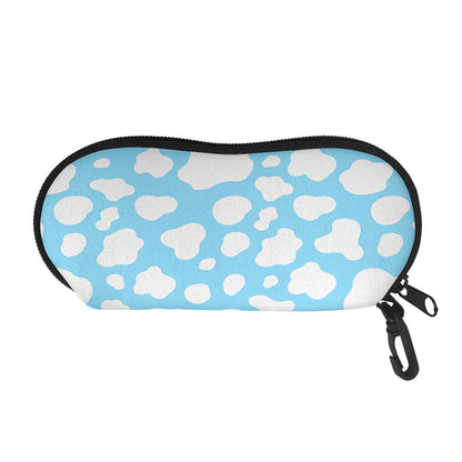 White And Blue Cow Print Glasses Case