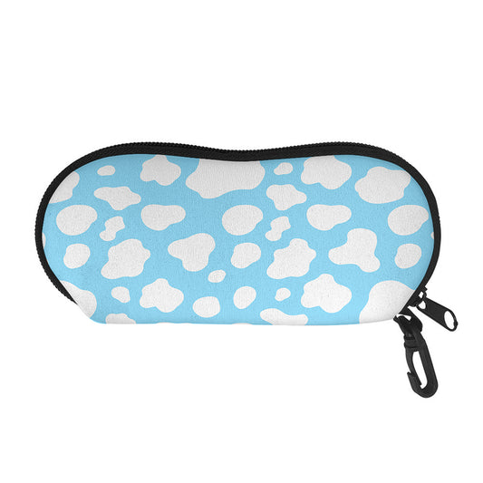 White And Blue Cow Print Glasses Case