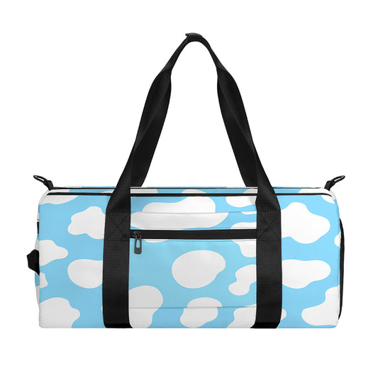 White And Blue Cow Print Gym Bag