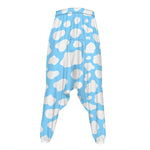 White And Blue Cow Print Hammer Pants