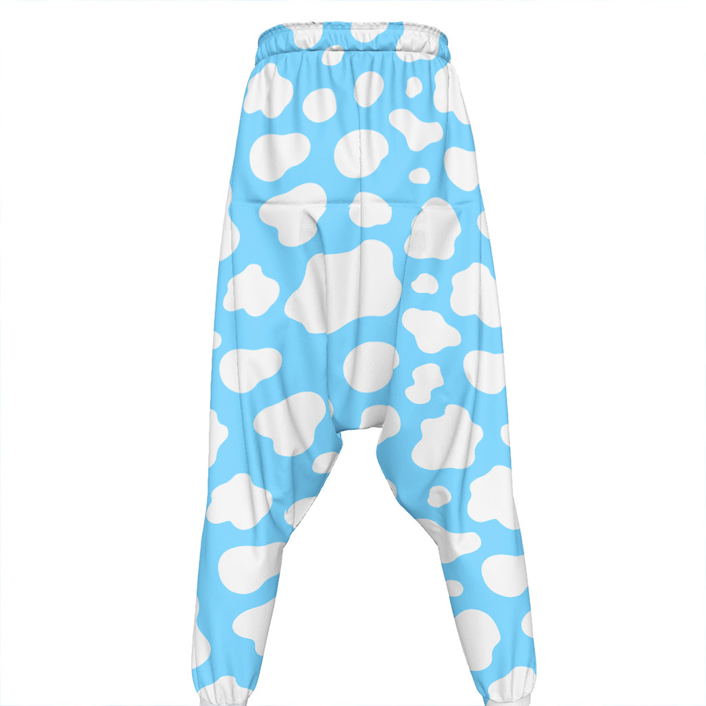 White And Blue Cow Print Hammer Pants