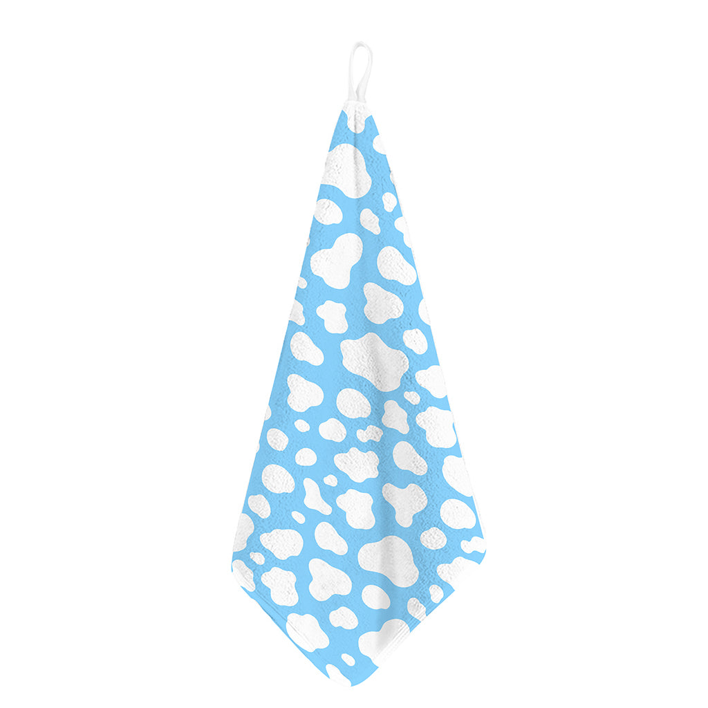 White And Blue Cow Print Hand Towel