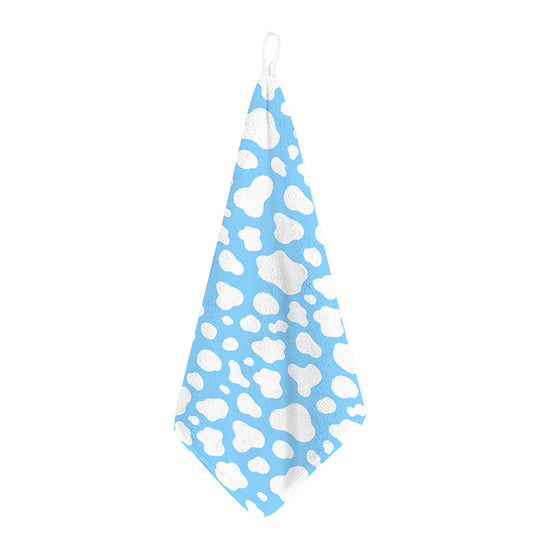 White And Blue Cow Print Hand Towel