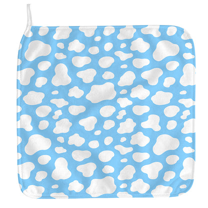 White And Blue Cow Print Hand Towel