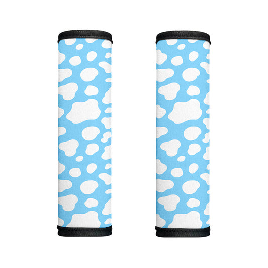 White And Blue Cow Print Handle Covers