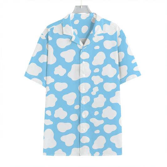 White And Blue Cow Print Hawaiian Shirt