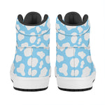 White And Blue Cow Print High Top Leather Sneakers