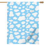 White And Blue Cow Print House Flag