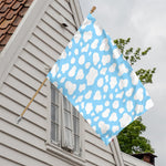 White And Blue Cow Print House Flag