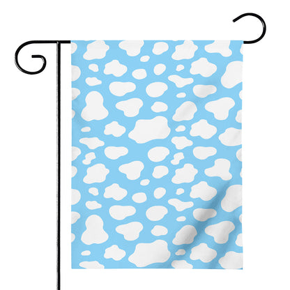 White And Blue Cow Print House Flag