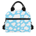 White And Blue Cow Print Insulated Lunch Bag